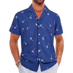 imageELETOP Mens Hawaiian Shirt Quick Dry Tropical Beach Shirts Short Sleeve Aloha Holiday Casual Cuban Shirts058 Coco Blue
