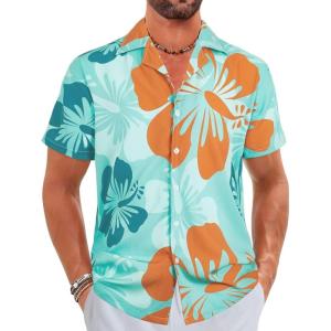 imageELETOP Mens Hawaiian Shirt Quick Dry Tropical Beach Shirts Short Sleeve Aloha Holiday Casual Cuban Shirts069 Light Green