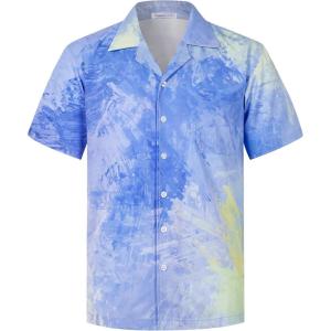 imageELETOP Mens Hawaiian Shirt Quick Dry Tropical Beach Shirts Short Sleeve Aloha Holiday Casual Cuban Shirts254 Blue Yellow