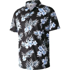 imageELETOP Mens Hawaiian Shirt Summer Stretch Short Sleeve Tropical Beach Button Down Casual ShirtM034 White Flower Black