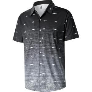 imageELETOP Mens Hawaiian Shirt Summer Stretch Short Sleeve Tropical Beach Button Down Casual ShirtM045 Gradient Black