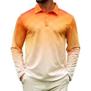 imageELETOP Mens Long Sleeve Polo Shirts with Collar Classic Button Performance Moisture Wicking Dry Fit Casual Golf Shirt for Men095 Orange