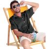 imageELETOP Mens Hawaiian Shirts Summer Imitated Silk Jacquard Shirts Short Sleeve Casual Beach ShirtsM019 Black