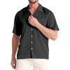 imageELETOP Mens Hawaiian Shirts Summer Imitated Silk Jacquard Shirts Short Sleeve Casual Beach ShirtsM019 Black