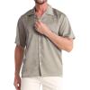 imageELETOP Mens Hawaiian Shirts Summer Imitated Silk Jacquard Shirts Short Sleeve Casual Beach ShirtsM021 Coffee Grey