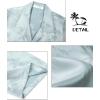 imageELETOP Mens Hawaiian Shirts Summer Imitated Silk Jacquard Shirts Short Sleeve Casual Beach ShirtsM023 Light Blue
