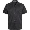 imageELETOP Mens Hawaiian Shirts Summer Imitated Silk Jacquard Shirts Short Sleeve Casual Beach ShirtsM019 Black