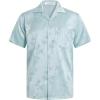 imageELETOP Mens Hawaiian Shirts Summer Imitated Silk Jacquard Shirts Short Sleeve Casual Beach ShirtsM023 Light Blue