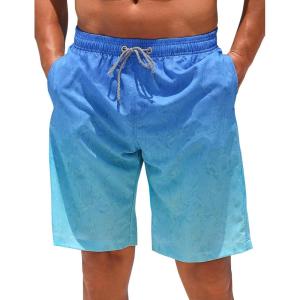 imageELETOP Mens Swim Trunks Quick Dry Bathing Suit Swimming Board Shorts Mesh Lining Beach Swimwear464 Flower Gradient Blue