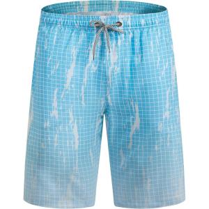 imageELETOP Mens Swim Trunks Quick Dry Bathing Suit Swimming Board Shorts Mesh Lining Beach Swimwear466 Grid Gradient Blue