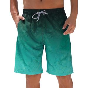 imageELETOP Mens Swim Trunks Quick Dry Bathing Suit Swimming Board Shorts Mesh Lining Beach Swimwear468 Leaf Gradient Green