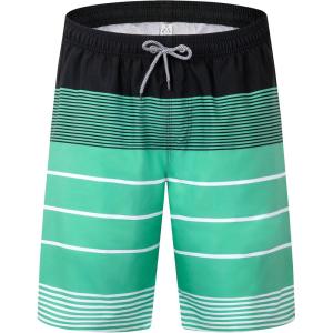 imageELETOP Mens Swim Trunks Quick Dry Bathing Suit Swimming Board Shorts Mesh Lining Beach Swimwear490 Stripe Green