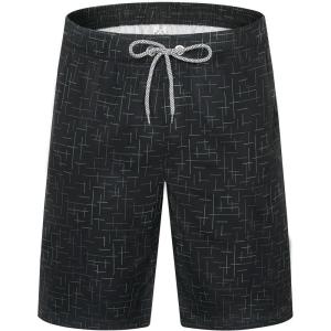 imageELETOP Mens Swim Trunks Quick Dry Bathing Suit Swimming Board Shorts Mesh Lining Beach Swimwear505 Line Black
