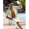 imageELETOP Mens Hawaiian Shirts Short Sleeve Floral Beach Shirts Button Down Tropical Aloha Vacation Shirts258 Light Green White Flower