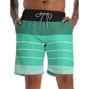 imageELETOP Mens Swim Trunks Quick Dry Bathing Suit Swimming Board Shorts Mesh Lining Beach Swimwear490 Stripe Green