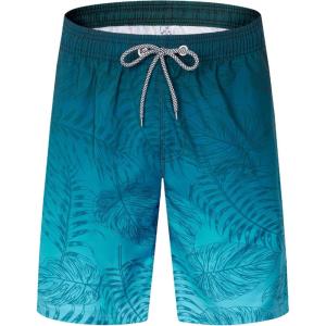 imageELETOP Mens Swim Trunks Quick Dry Bathing Suit Swimming Board Shorts Mesh Lining Beach Swimwear514 Palm Leaf Gradient Blue