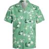 imageELETOP Mens Hawaiian Shirt Tropical Beach Shirts Short Sleeve Aloha Floral Vacation Button Down Shirts261 Small White Flowers Green