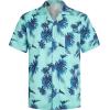 imageELETOP Mens Hawaiian Shirt Tropical Beach Shirts Short Sleeve Aloha Floral Vacation Button Down Shirts269 Blue Leaf