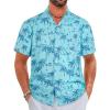 imageELETOP Mens Hawaiian Shirt Tropical Beach Shirts Short Sleeve Aloha Floral Vacation Button Down Shirts267 Blue Coconut Tree