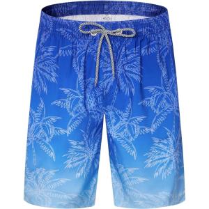 imageELETOP Mens Swim Trunks Quick Dry Bathing Suit Swimming Board Shorts Mesh Lining Beach Swimwear529 Palm Gradient Blue