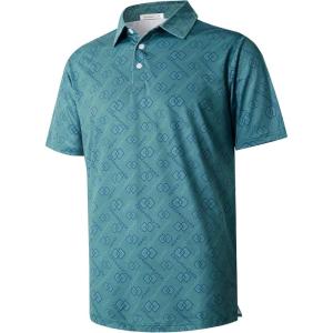 imageELETOP Mens Polo Shirts Short Sleeve Golf Shirts Moisture Wicking Dry Fit Print Performance Golf Polos for Men Collared Shirt140 Dark Green