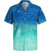 imageELETOP Mens Hawaiian Shirt Tropical Beach Shirts Short Sleeve Aloha Floral Vacation Button Down Shirts259 Line Blue Green