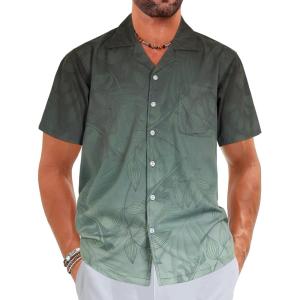imageELETOP Mens Hawaiian Shirt Tropical Beach Shirts Short Sleeve Aloha Floral Vacation Button Down Shirts266 Gradient Gray
