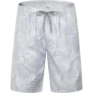 imageELETOP Mens Swim Trunks Quick Dry Bathing Suit Swimming Board Shorts Mesh Lining Beach Swimwear525 Palm Leaf Light Grey