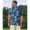 imageELETOP Mens Golf Polo Shirts Short Sleeve Moisture Wicking Hawaiian Tropical Polos Performance Golf Shirts for Men Dry Fit132 Flamingo Dark Green
