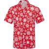 imageELETOP Mens Hawaiian Shirt Short Sleeve Button Down Casual Tropical Aloha Beach Shirts183 Christmas Red