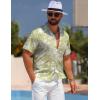 imageELETOP Mens Hawaiian Shirt Short Sleeve Button Down Casual Tropical Aloha Beach Shirts258 Light Green White Flower