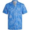 imageELETOP Mens Hawaiian Shirt Short Sleeve Button Down Casual Tropical Aloha Beach Shirts263 White Flower Blue