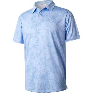 imageELETOP Mens Polo Shirts Short Sleeve Golf Shirts Moisture Wicking Dry Fit Print Performance Golf Polos for Men Collared Shirt138 Leaf Blue