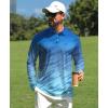 imageELETOP Mens Golf Shirts Long Sleeve Print Performance Polo Shirts Moisture Wicking Dry Fit Golf Polo for Men145 Striped Blue Green