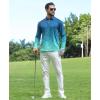 imageELETOP Mens Golf Shirts Long Sleeve Print Performance Polo Shirts Moisture Wicking Dry Fit Golf Polo for Men150 Gradient Blue Green