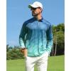 imageELETOP Mens Golf Shirts Long Sleeve Print Performance Polo Shirts Moisture Wicking Dry Fit Golf Polo for Men150 Gradient Blue Green