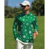 imageELETOP Mens Golf Shirts Long Sleeve Print Performance Polo Shirts Moisture Wicking Dry Fit Golf Polo for Men159 Snowflake Green