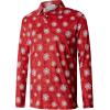 imageELETOP Mens Golf Shirts Long Sleeve Print Performance Polo Shirts Moisture Wicking Dry Fit Golf Polo for Men160 Snowflake Red