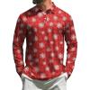 imageELETOP Mens Golf Shirts Long Sleeve Print Performance Polo Shirts Moisture Wicking Dry Fit Golf Polo for Men160 Snowflake Red