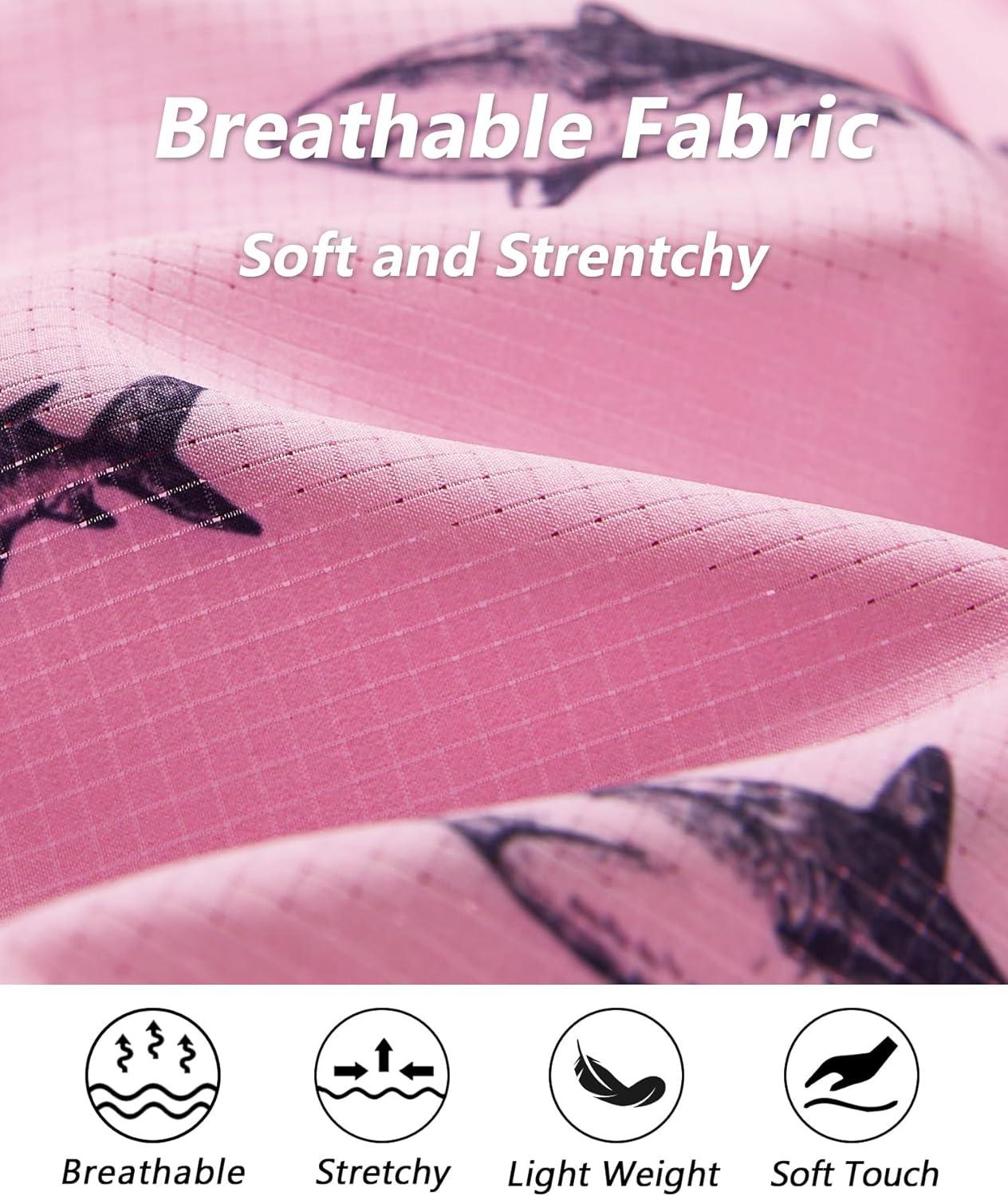 imageELETOP Mens Swim Trunks with Compression Liner Bathing Suit Beach Board Shorts with Zipper Pockets611 Shark Pink