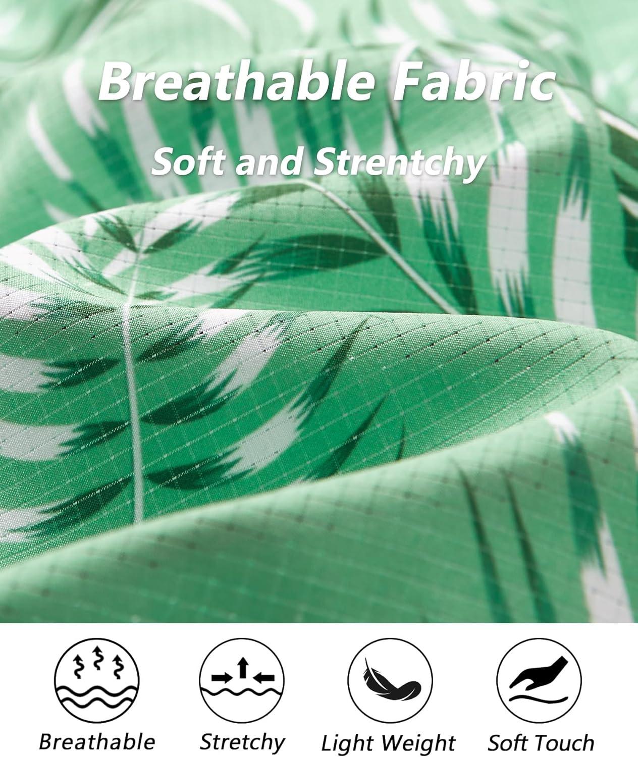 imageELETOP Mens Swim Trunks with Compression Liner Bathing Suit Beach Board Shorts with Zipper Pockets618 Palm Leaf Green