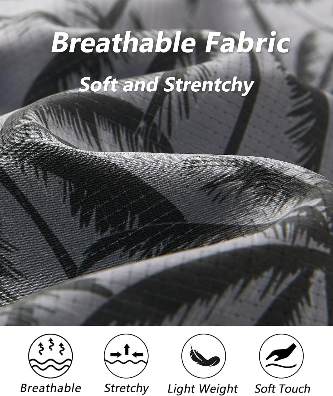 imageELETOP Mens Swim Trunks with Compression Liner Bathing Suit Beach Board Shorts with Zipper Pockets620 Coconut Tree Gray