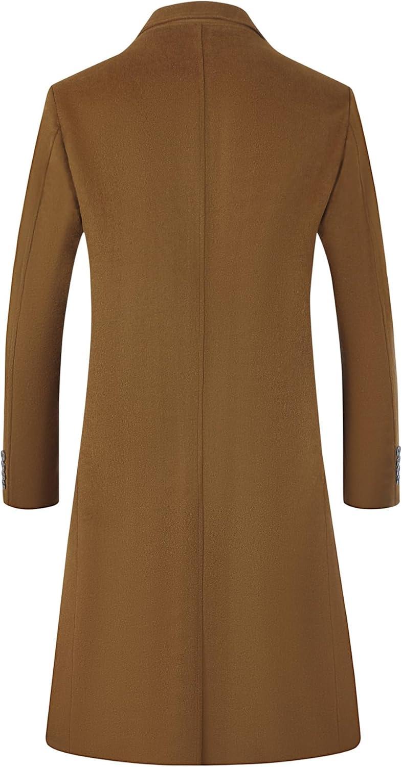 imageELETOP Mens Trench Coat Winter Wool Jacket Long Business Overcoat Pea Coat 1801 Camel L
