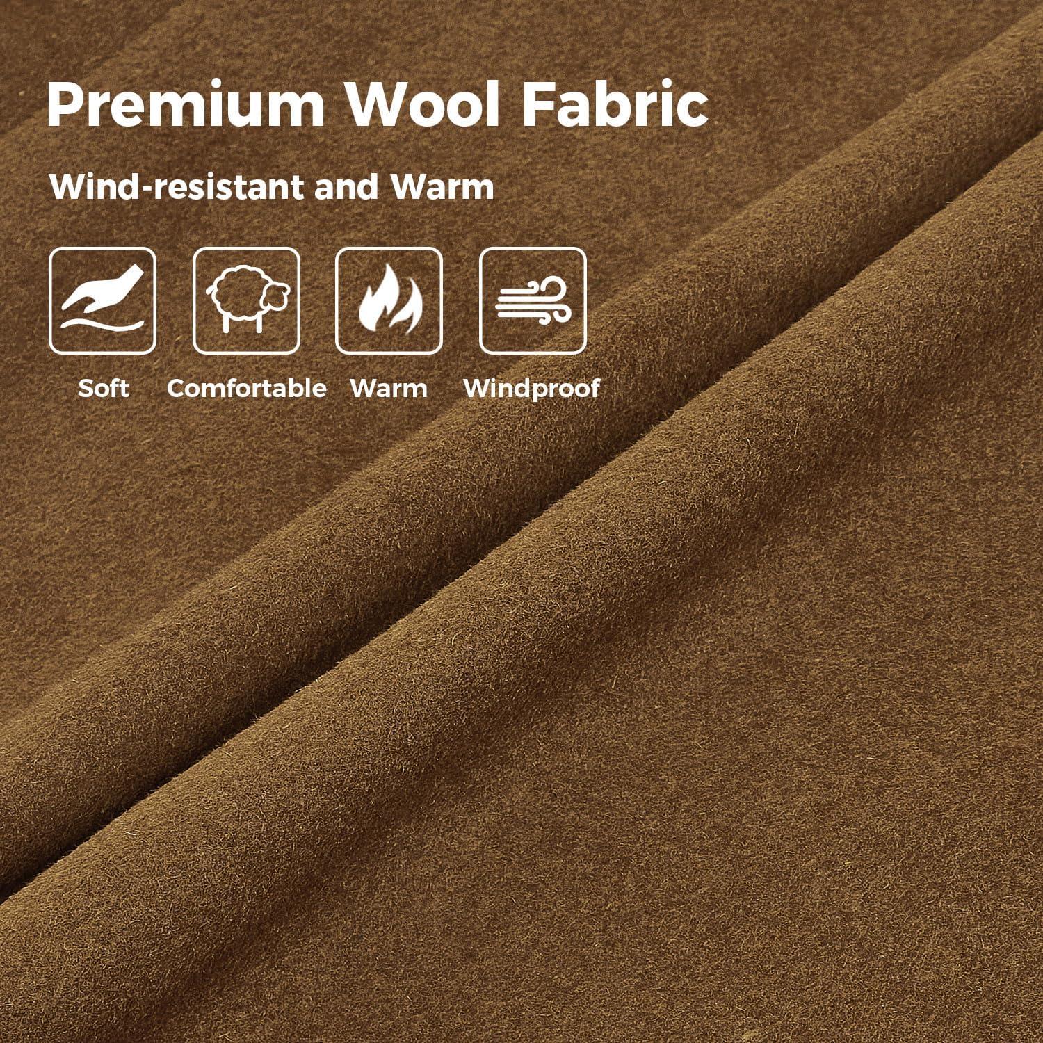 imageELETOP Mens Trench Coat Winter Wool Jacket Long Business Overcoat Pea Coat 1801 Camel L