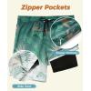 imageELETOP Mens Swim Trunks with Compression Liner Bathing Suit Beach Board Shorts with Zipper Pockets615 Leaf Gradient Green