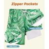 imageELETOP Mens Swim Trunks with Compression Liner Bathing Suit Beach Board Shorts with Zipper Pockets618 Palm Leaf Green
